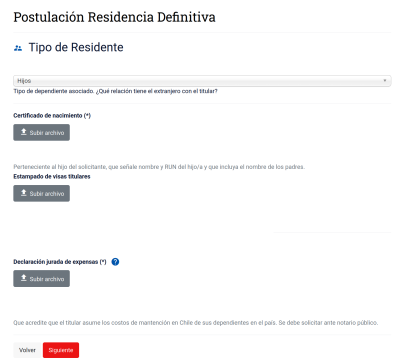Для сына/дочери: свидетельство о рождении, estampado de visas titulares ("электронная виза титульного заявителя" - файл, в котором нужно объединить Estampado electronico титульного заявителя, ребенка и его родителей), спонсорская декларация от чилийского нотариуса.