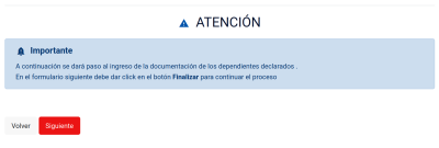 Предупреждение: после нажатия на кнопку Siguiente завершится ввод данных титульного заявителя и произойдет переход к вводу зависимых членов семьи. Возврат обратно станет невозможным.