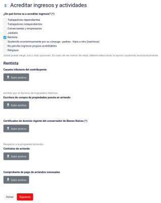 Финансовое досье (carpeta tributaria) налогоплательщика, договор купли-продажи сдаваемой в аренду недвижимости чилийского образца (escritura de compra), свидетельства о праве собственности на недвижимость, договоры аренды, ежемесячные выписки о внесении арендной платы.